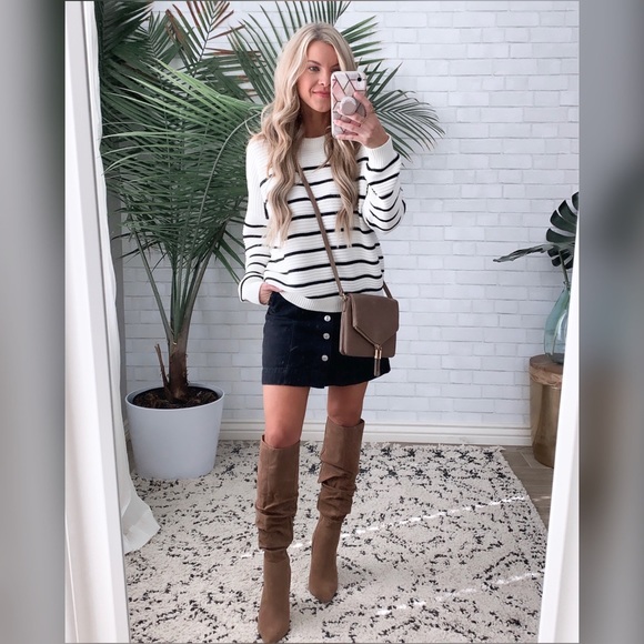 H&M A-Line Faded Black Denim Button-Down Skirt - Picture 4 of 7